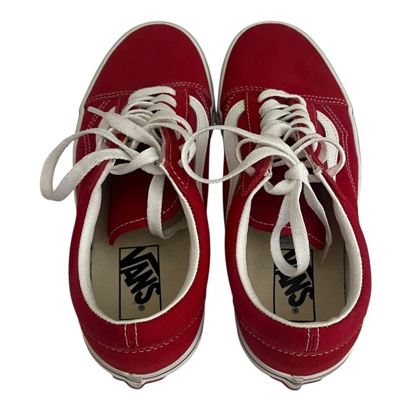 Vans Red Tennis Shoes Size 7.5 Women's Low Top Lace Up Suede Sneakers - Picture 2 of 9